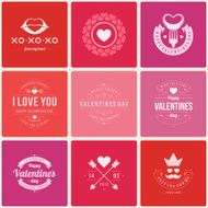 Happy Valentine&#039;s Day greetings cards labels badges N5