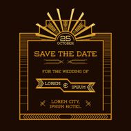 Wedding Invitation Card - Art Deco Vintage Style N18