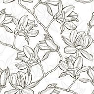 Monochrome seamless background with magnolia N3