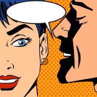man whispers girl Pop art vintage comic