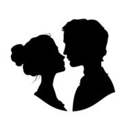 Silhouettes of loving couple N6