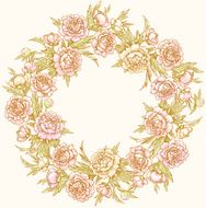 Colored wreath of peonies