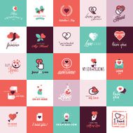 Set of flat design icons for Valentine day