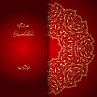 Red lace background with floral ornament