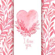 Vector watercolor postcard Valentine&#039;s Day Seamless pattern N4