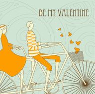 Valentine&#039;s couple and bicycle