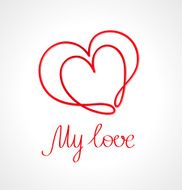 Heart symbol and hand written text