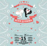 Vintage wedding invitation with Paisley border cartoon h