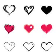 heart symbol icons set