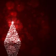 Xmas Bright Tree on Dark Red Background