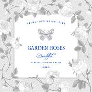 Vintage vector card with beautiful garden roses N2
