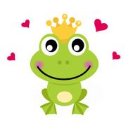 Frog cartoon prince isolated on white