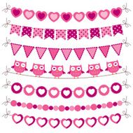 Pink bunting and decoration set N2