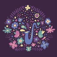 Floral design element with saxophone N6