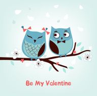 Valentine greeting card with owls N2