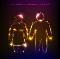 Happy couple on the date valentine concept neon background N2