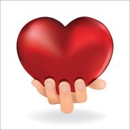 Hand hold love red heart