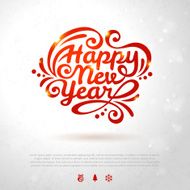 Red romantic New year lettering with flare lights and texture