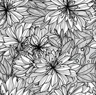 Monochrome seamless pattern of abstract flowers N25