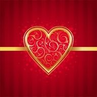 Valentines card with golden ornate heart