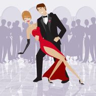 Elegant Couple Dancing in Ballroom