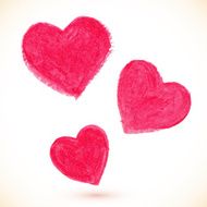 Pink acrylic color painted hearts set N2