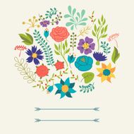 Romantic background of various flowers in retro style N17