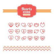 Set of hand-drawn hearts icons