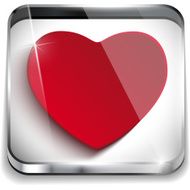 Valentine&#039;s Day Glossy Application Button Heart