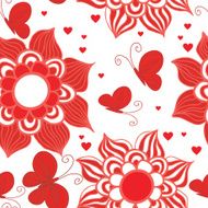 Retro Style Valentine Pattern with butterfly and flowers