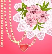 Flowers with lace ornaments on background Vector N5