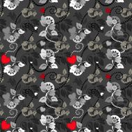 Seamless heart and flower pattern
