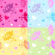 Seamless pattern with cupid and hearts