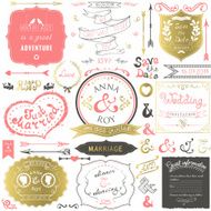 Retro hand drawn elements for wedding invitations and greetings