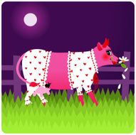 Cow in love under the moon