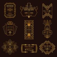 Set of Wedding Invitation Cards - Art Deco Vintage