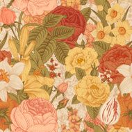Seamless vector vintage pattern with garden flowers