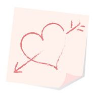 isolated stick note with symbol heart