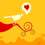 Bird loves valentine heart illustration