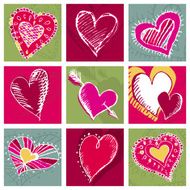 nine hand drawn heart N2