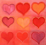 Nine various red hearts
