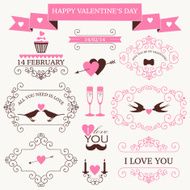 Vector set of artistic valentines day design elements and decoration