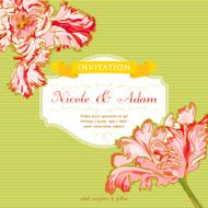 Vintage Wedding Invitation with Tulips N5