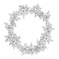 Wreath of spring flowers monochrome