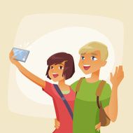 couple photographing selfie on vacation