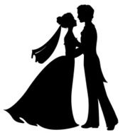 Silhouettes of bride and groom N8