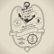 Vintage nautical themed wedding invitation with place for text