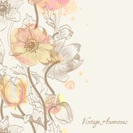 Vintage background with anemones