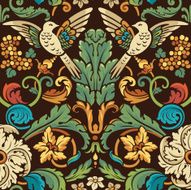 Vintage seamless pattern with birds
