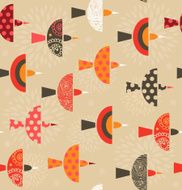 Seamless ornate pattern with birds